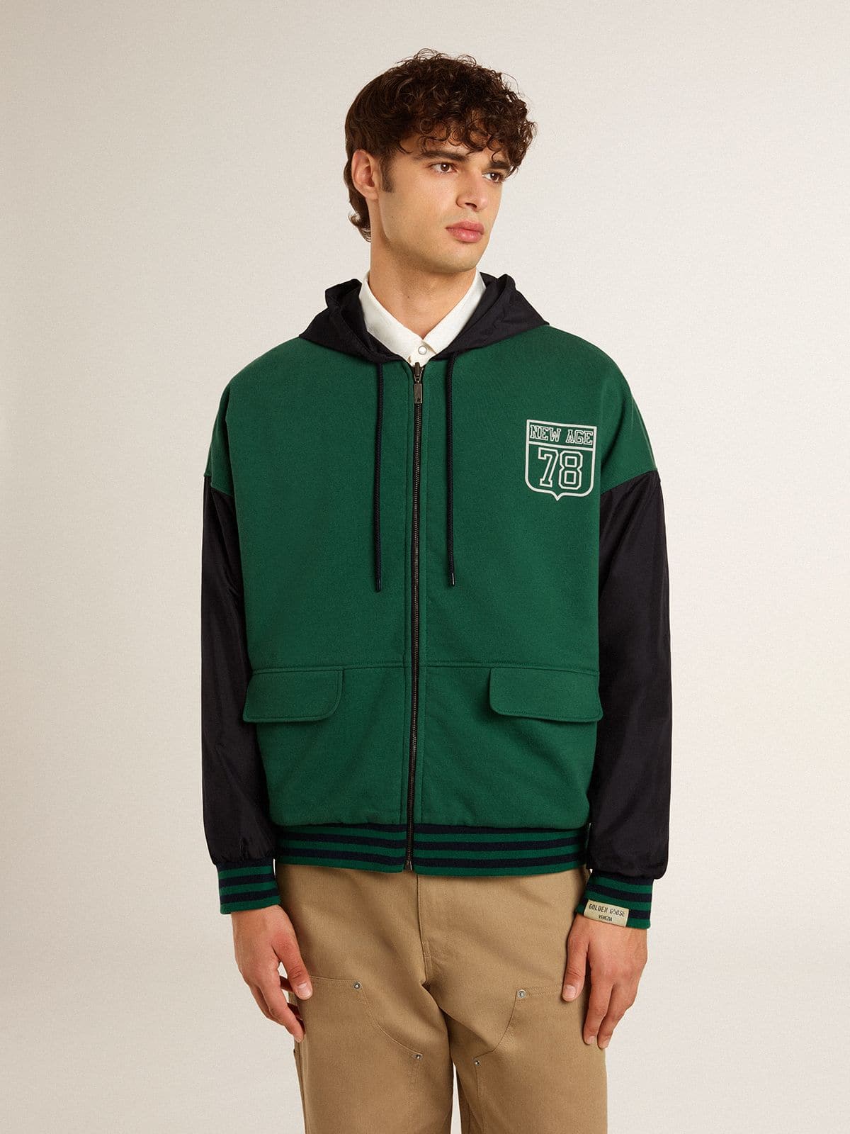 Men's green and blue reversible hooded sweatshirt - Golden Goose Women|Men