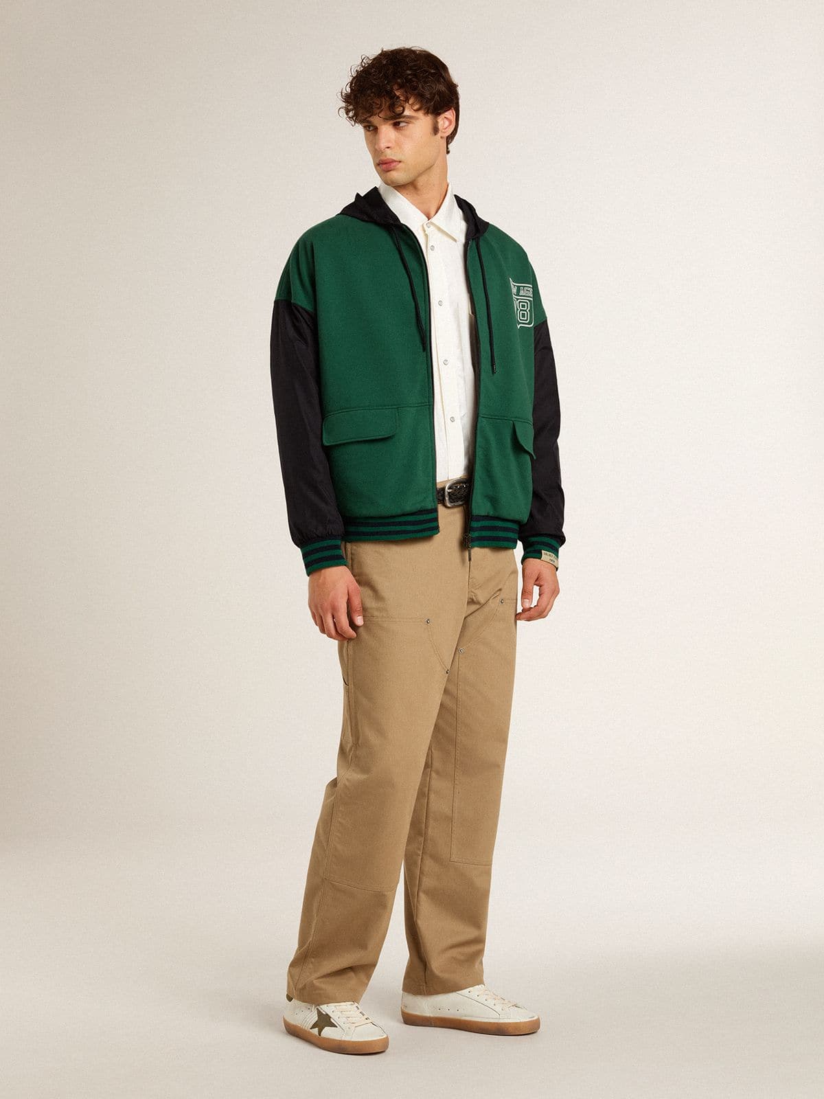 Men's green and blue reversible hooded sweatshirt - Golden Goose Women|Men