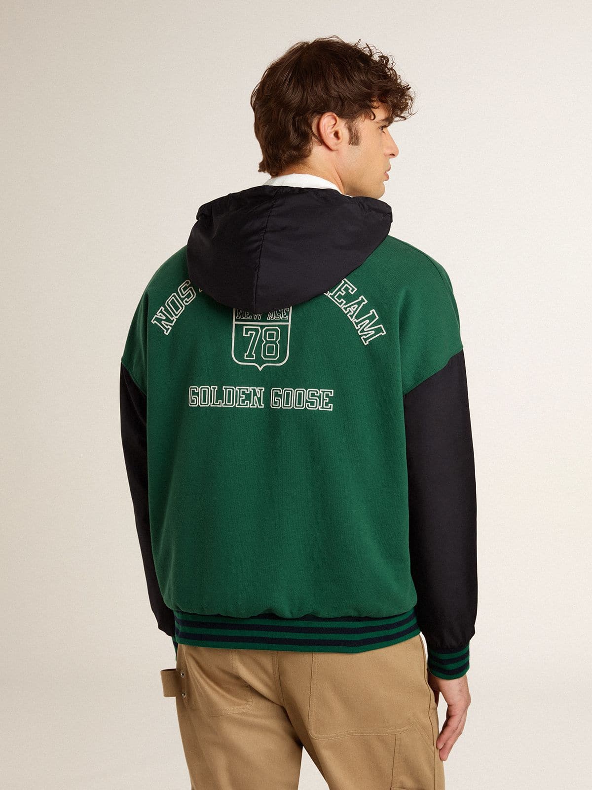 Men's green and blue reversible hooded sweatshirt - Golden Goose Women|Men