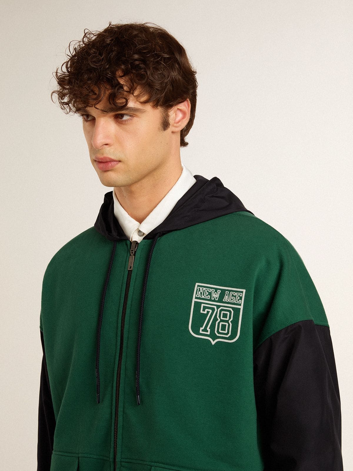 Men's green and blue reversible hooded sweatshirt - Golden Goose Women|Men