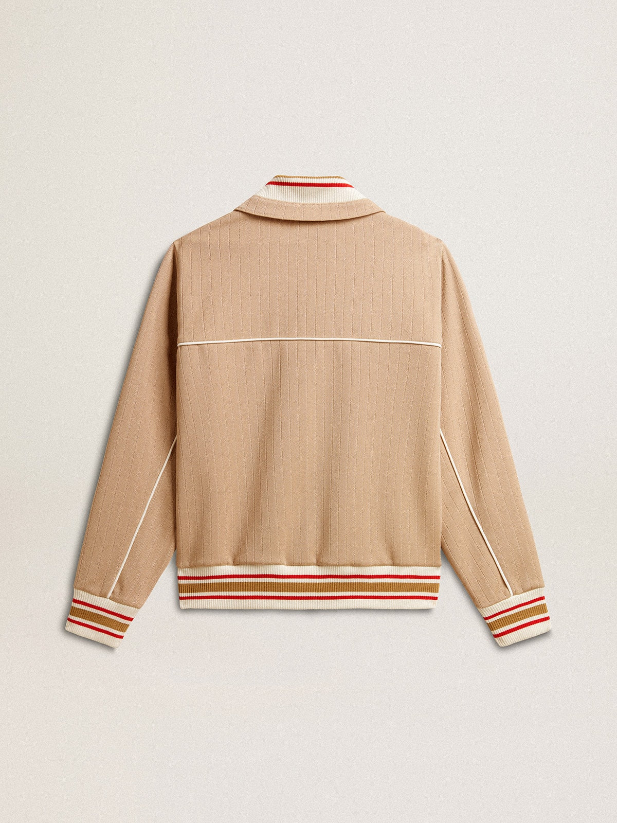 Women’s light beige zipped sweatshirt with white logo - Golden Goose Women