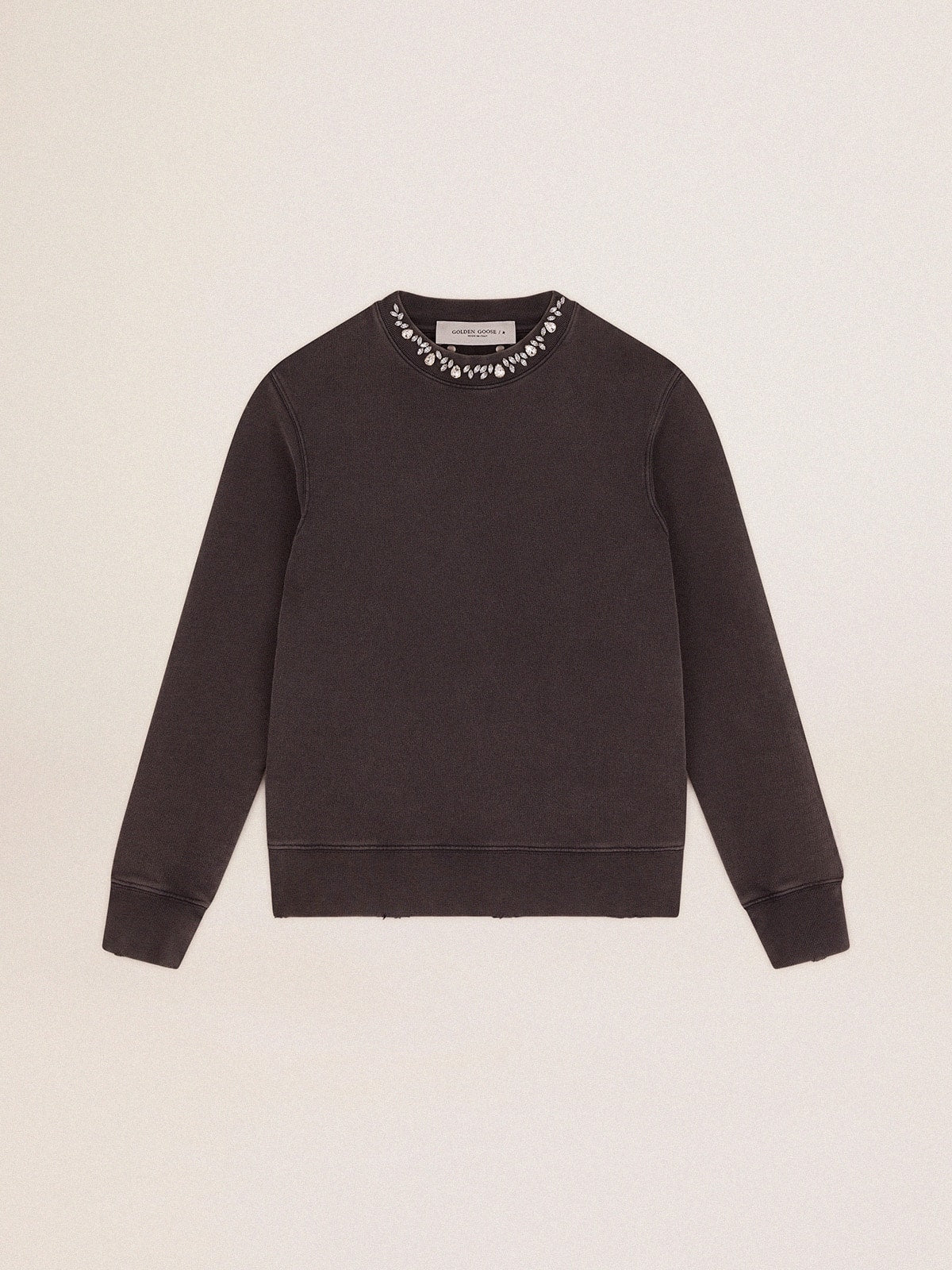 Women's anthracite gray sweatshirt with crystals - Golden Goose Women