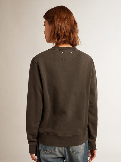 Women's anthracite gray sweatshirt with crystals - Golden Goose Women