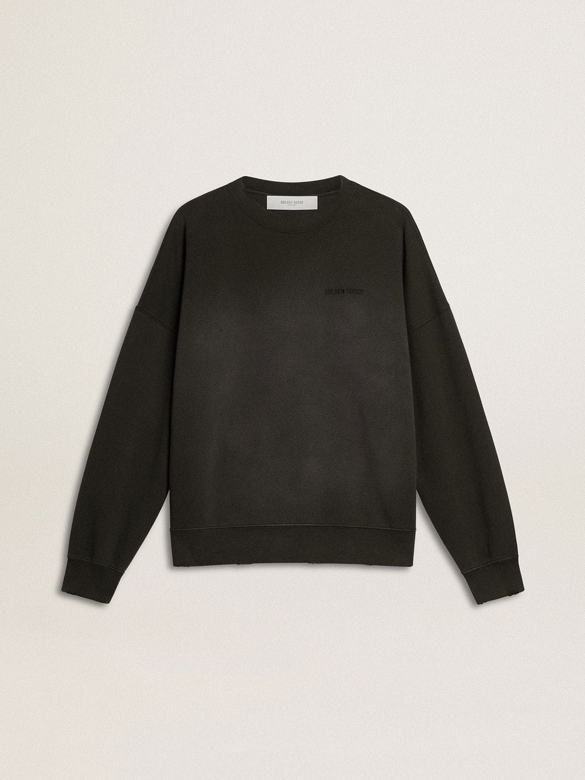 Unisex sweatshirt in worn black cotton with logo embroidery - Golden Goose Women|Men