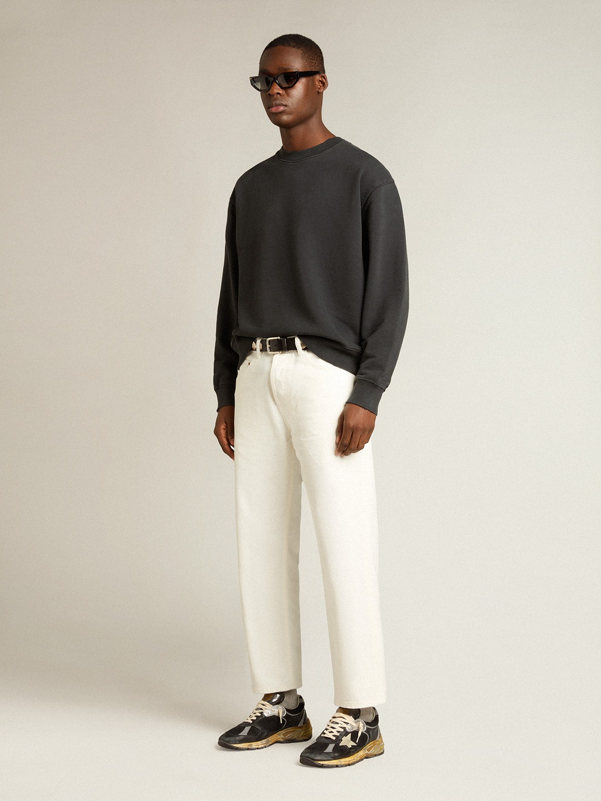 Sweatshirt in washed black with reverse logo on the back - Jersey Capsule - Golden Goose Women|Men