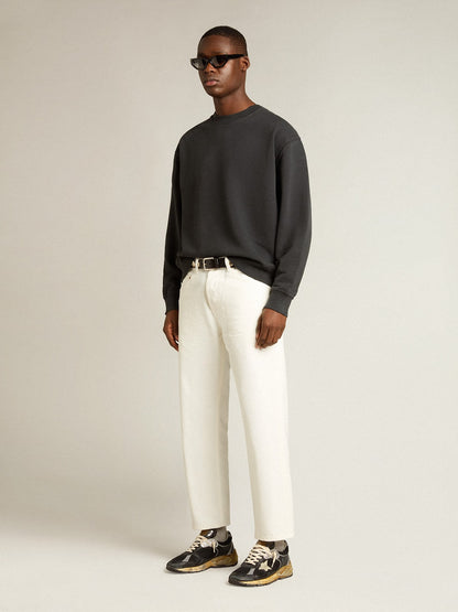 Sweatshirt in washed black with reverse logo on the back - Jersey Capsule - Golden Goose Women|Men