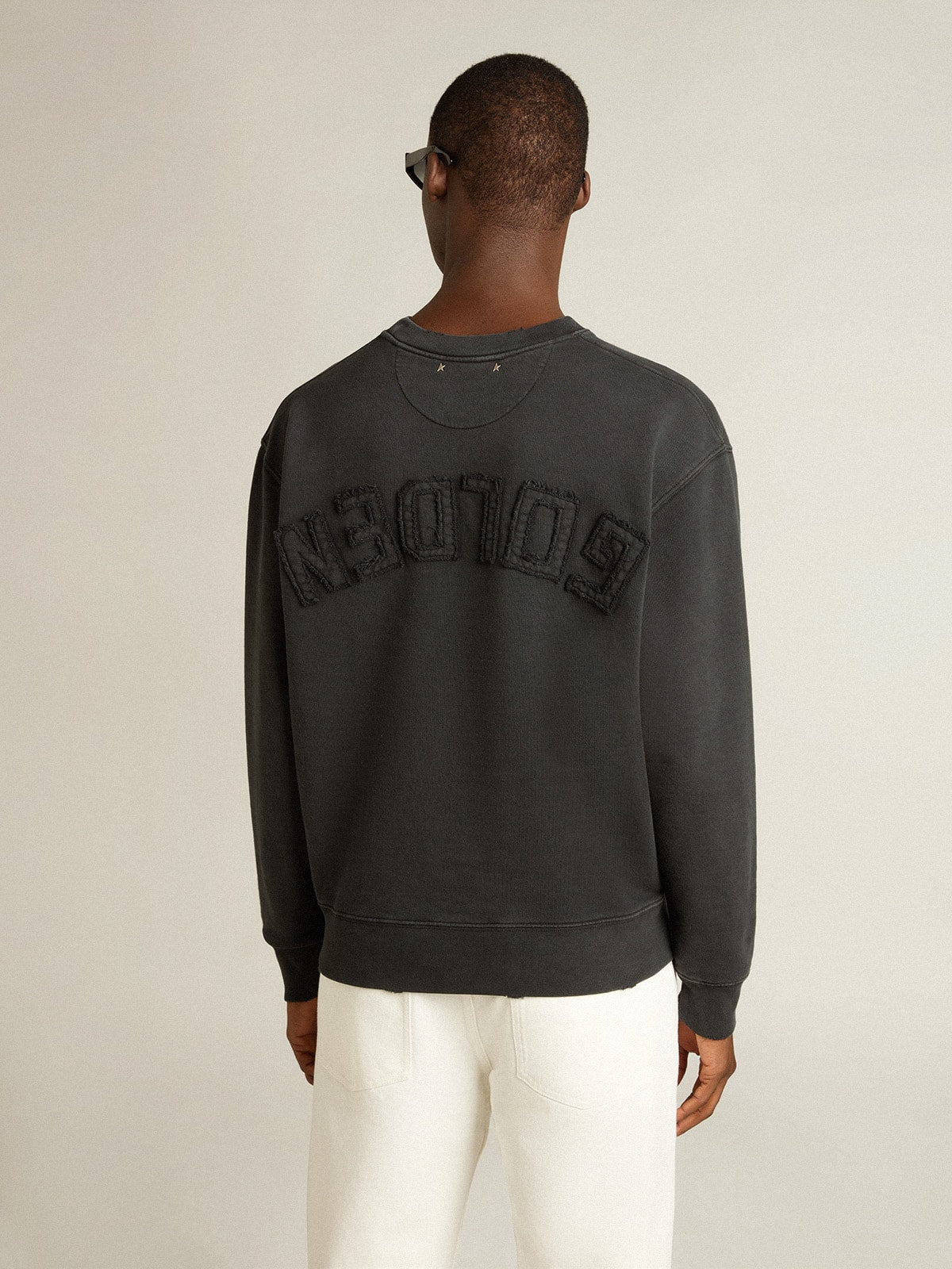 Sweatshirt in washed black with reverse logo on the back - Jersey Capsule - Golden Goose Women|Men
