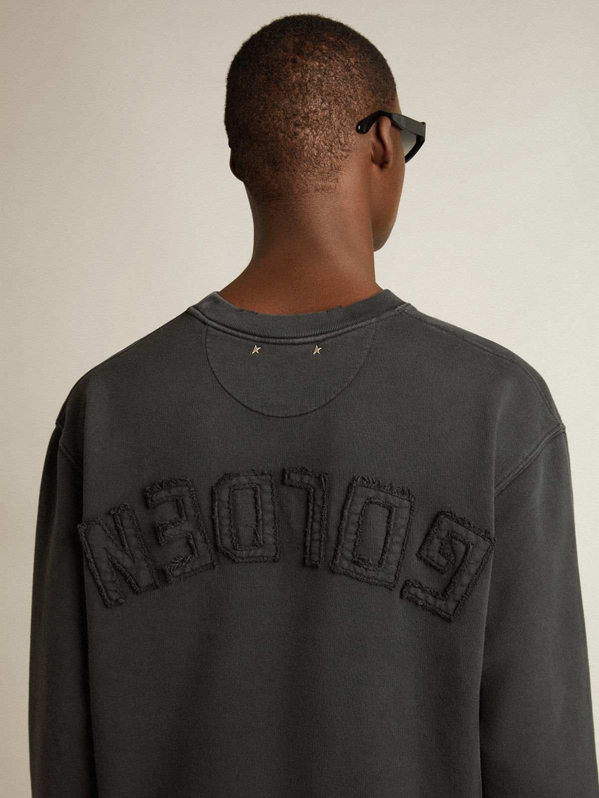 Sweatshirt in washed black with reverse logo on the back - Jersey Capsule - Golden Goose Women|Men