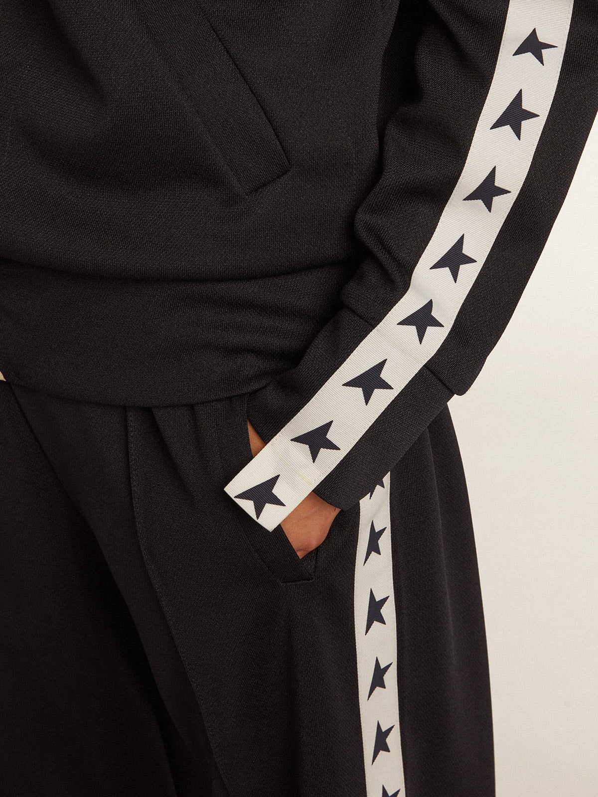 Dark blue zipped sweatshirt with white strip and contrasting stars - Golden Goose Women
