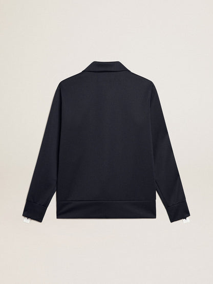 Dark blue zipped sweatshirt with white strip and contrasting stars - Golden Goose Women