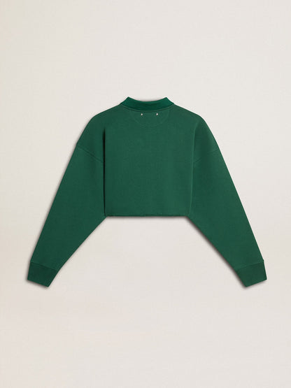 Women's green cropped polo sweatshirt with print - Golden Goose Women