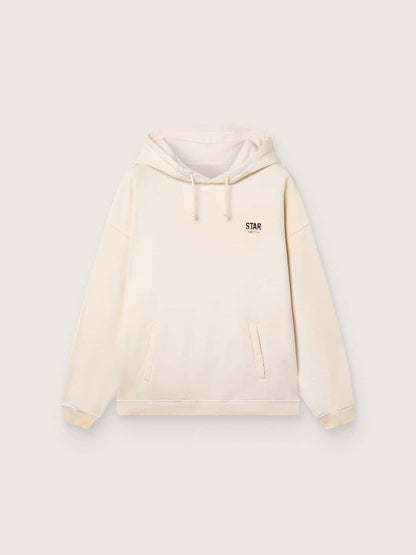 Star unisex hooded sweatshirt in white cotton with logo print - Golden Goose Women|Men