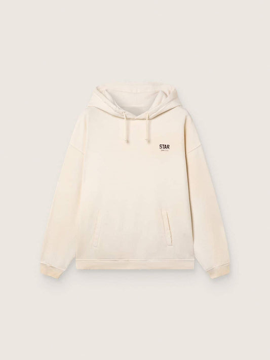 Star unisex hooded sweatshirt in white cotton with logo print - Golden Goose Women|Men