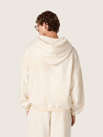 Star unisex hooded sweatshirt in white cotton with logo print - Golden Goose Women|Men