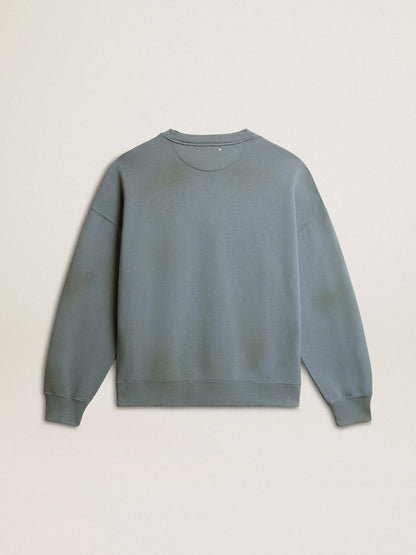 Oversized sweatshirt in baby blue with distressed finish - Golden Goose Women|Men