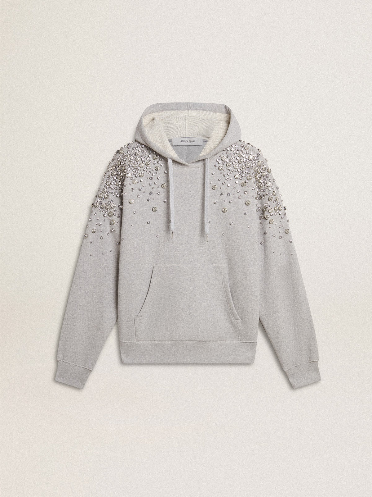 Gray hooded sweatshirt with crystal decoration - Golden Goose Women|Men