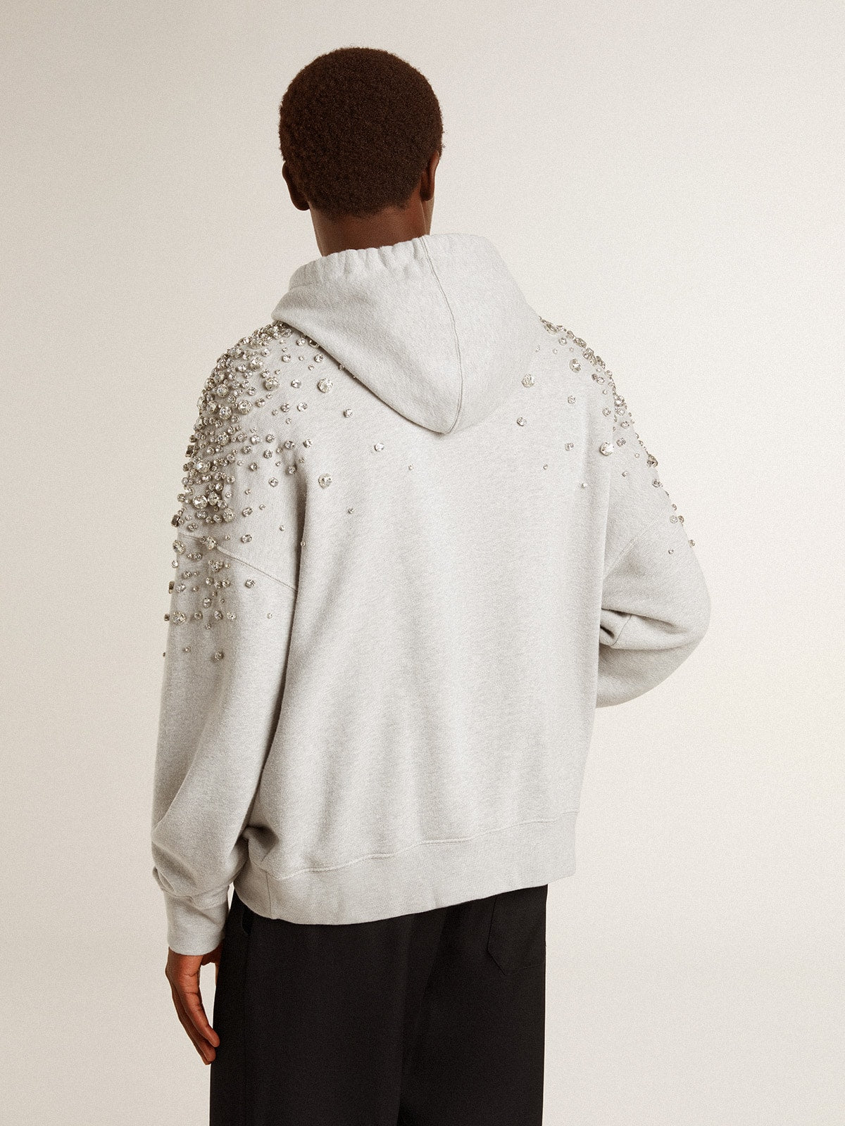 Gray hooded sweatshirt with crystal decoration - Golden Goose Women|Men