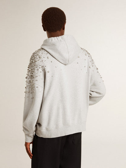 Gray hooded sweatshirt with crystal decoration - Golden Goose Women|Men
