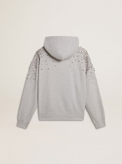 Gray hooded sweatshirt with crystal decoration - Golden Goose Women|Men