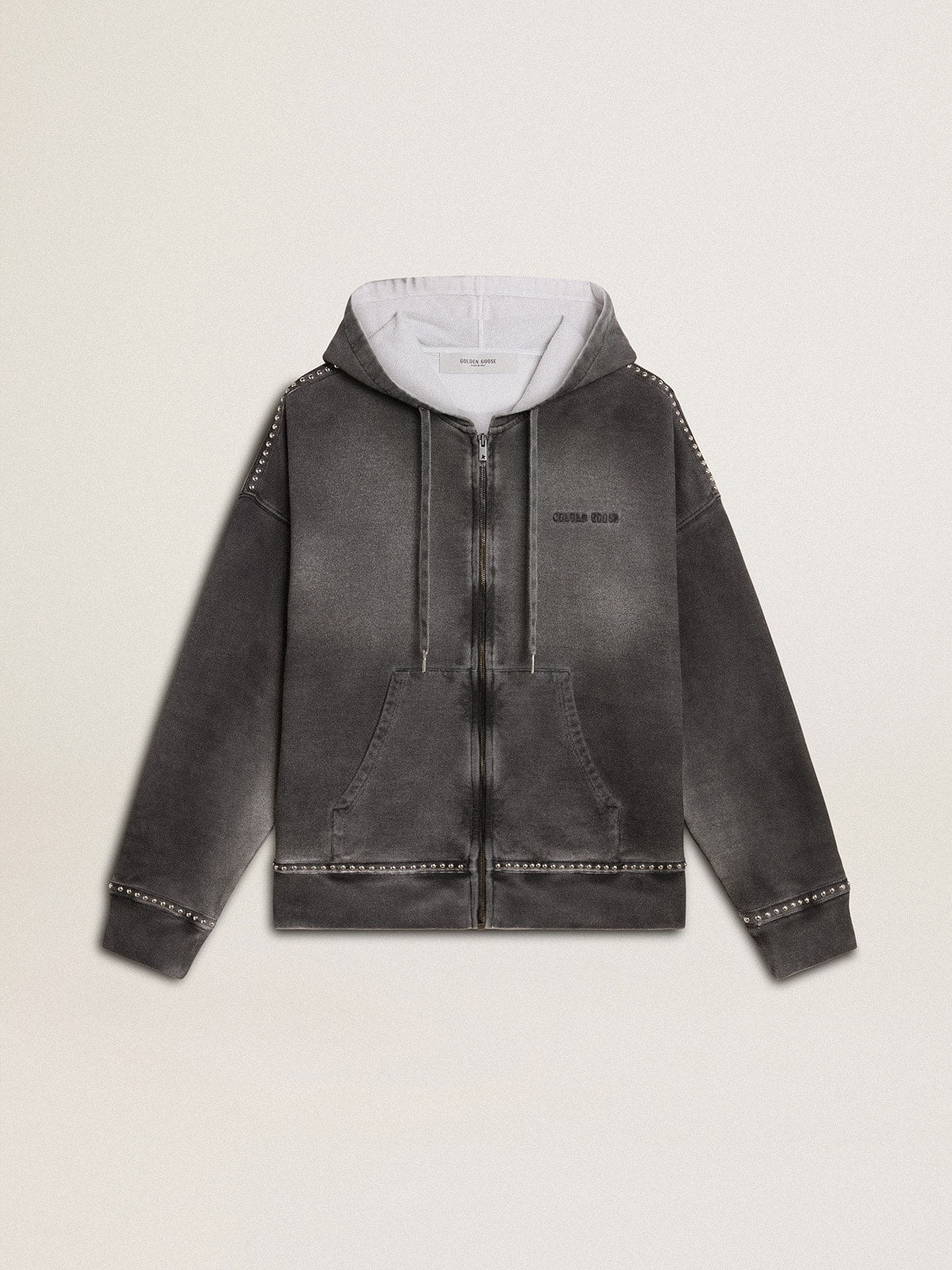 Sprayed effect anthracite sweatshirt with studs - Golden Goose Women|Men