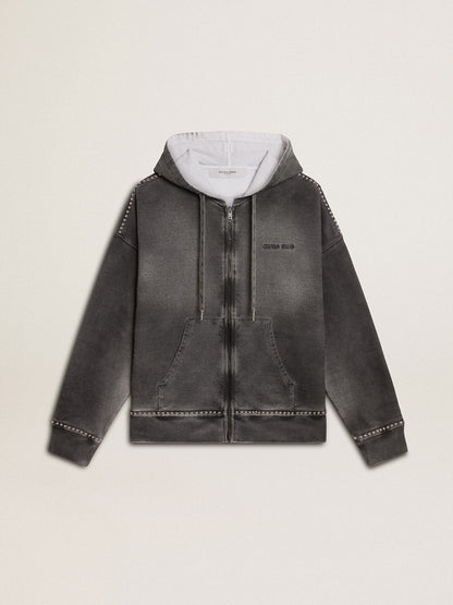 Sprayed effect anthracite sweatshirt with studs - Golden Goose Women|Men