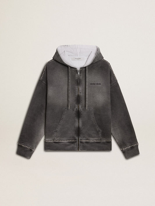 Sprayed effect anthracite sweatshirt with studs - Golden Goose Women|Men