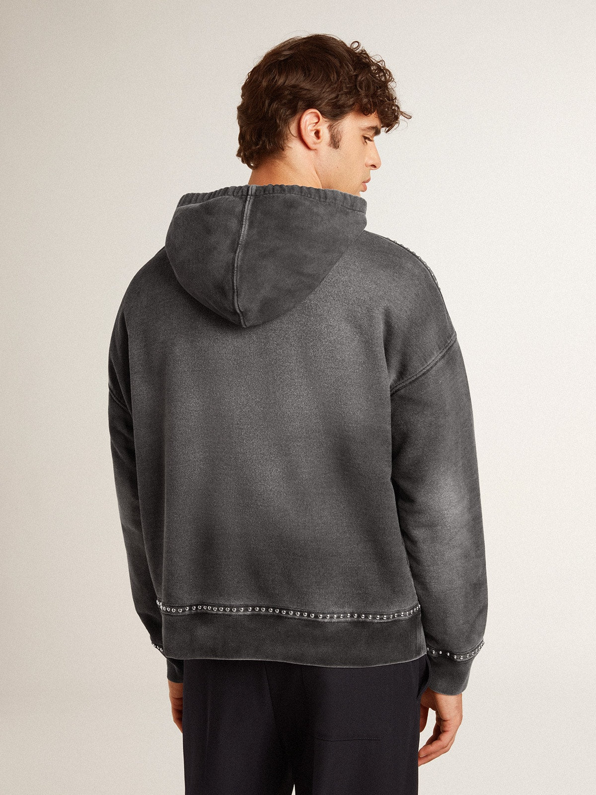 Sprayed effect anthracite sweatshirt with studs - Golden Goose Women|Men