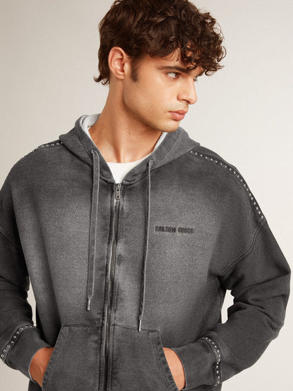 Sprayed effect anthracite sweatshirt with studs - Golden Goose Women|Men