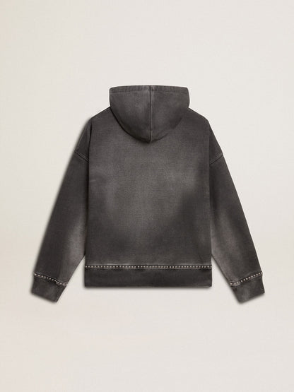 Sprayed effect anthracite sweatshirt with studs - Golden Goose Women|Men