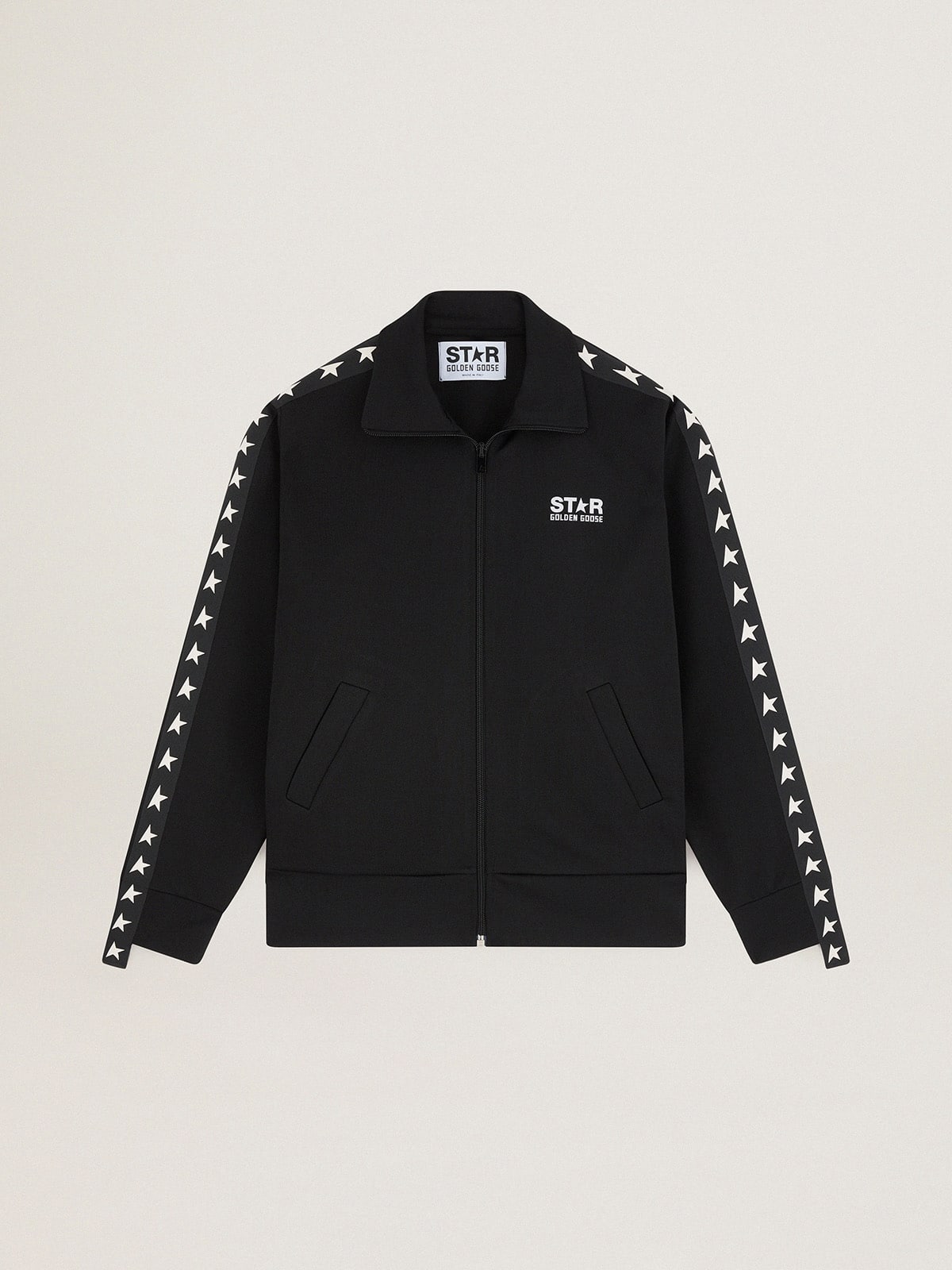 Women’s black zipped sweatshirt with white stars - Golden Goose Women