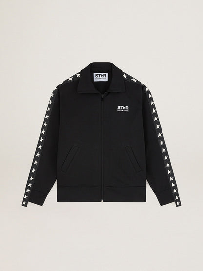 Women’s black zipped sweatshirt with white stars - Golden Goose Women