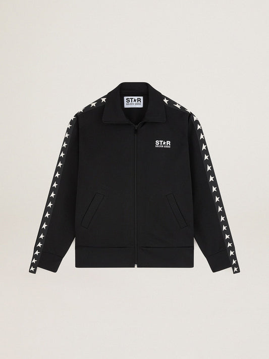 Women’s black zipped sweatshirt with white stars - Golden Goose Women