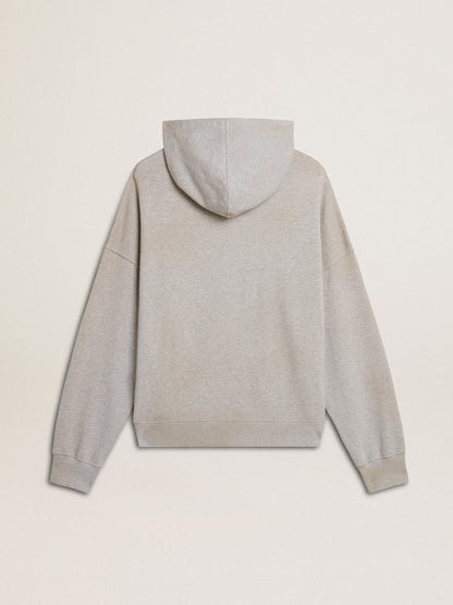 Hooded sweatshirt in worn gray with embroidered vintage logo - Golden Goose Women|Men
