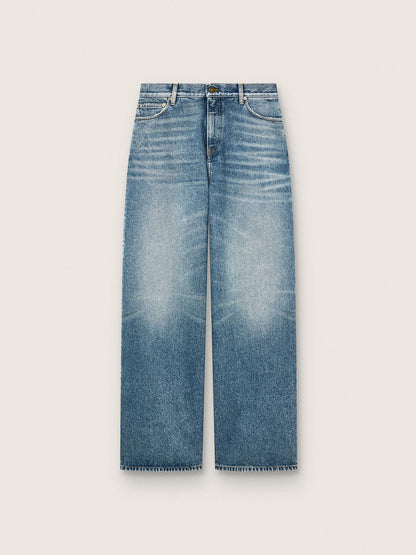 Golden women's boyfriend jeans in stone-washed light blue denim - Golden Goose Women