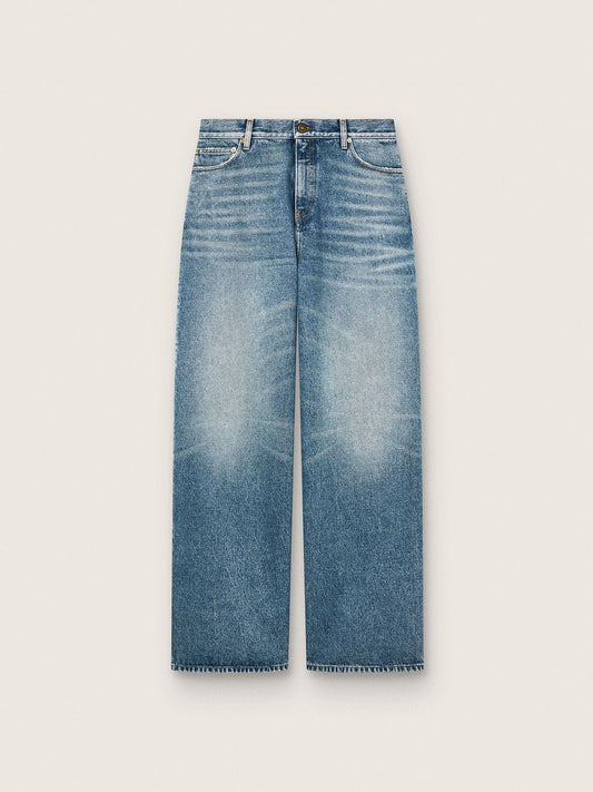 Golden women's boyfriend jeans in stone-washed light blue denim - Golden Goose Women