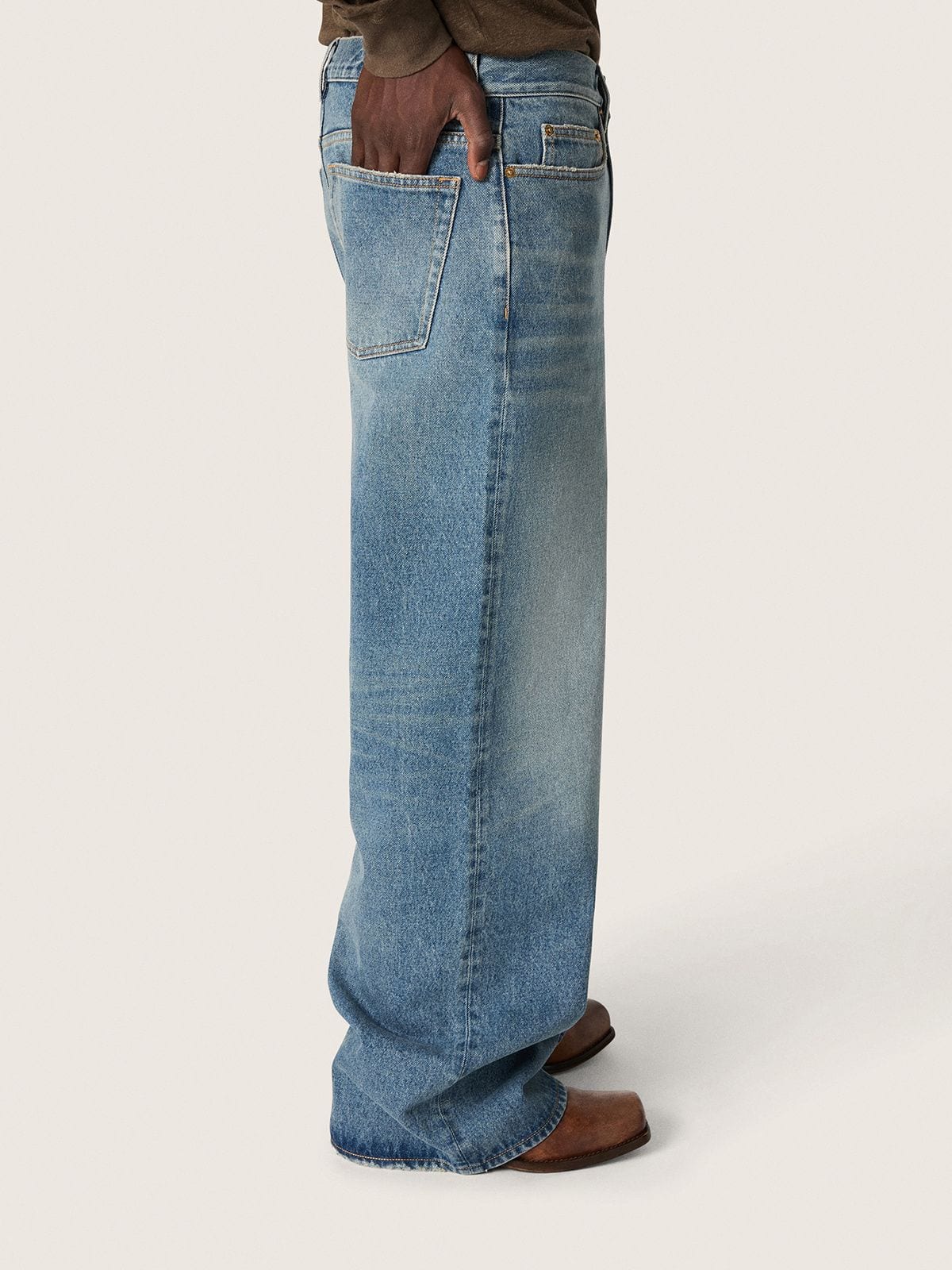 Golden women's boyfriend jeans in stone-washed light blue denim - Golden Goose Women
