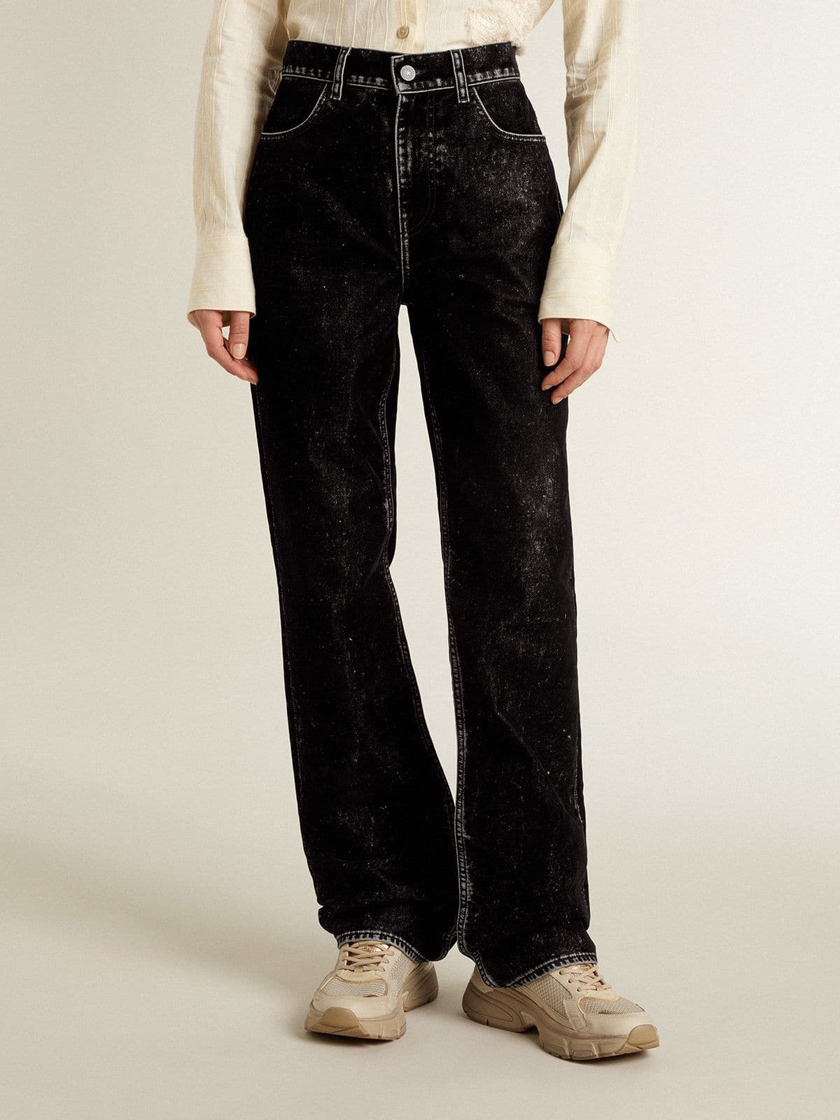 Women's black jeans with a velvet-like wash effect - Golden Goose Women