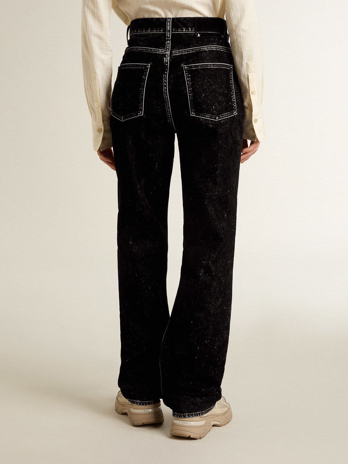 Women's black jeans with a velvet-like wash effect - Golden Goose Women