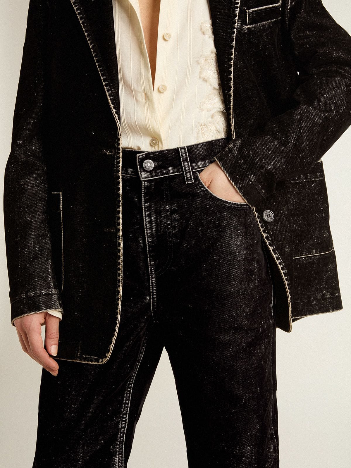 Women's black jeans with a velvet-like wash effect - Golden Goose Women