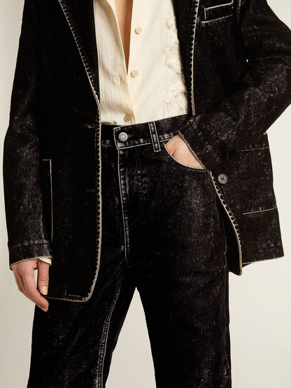 Women's black jeans with a velvet-like wash effect - Golden Goose Women
