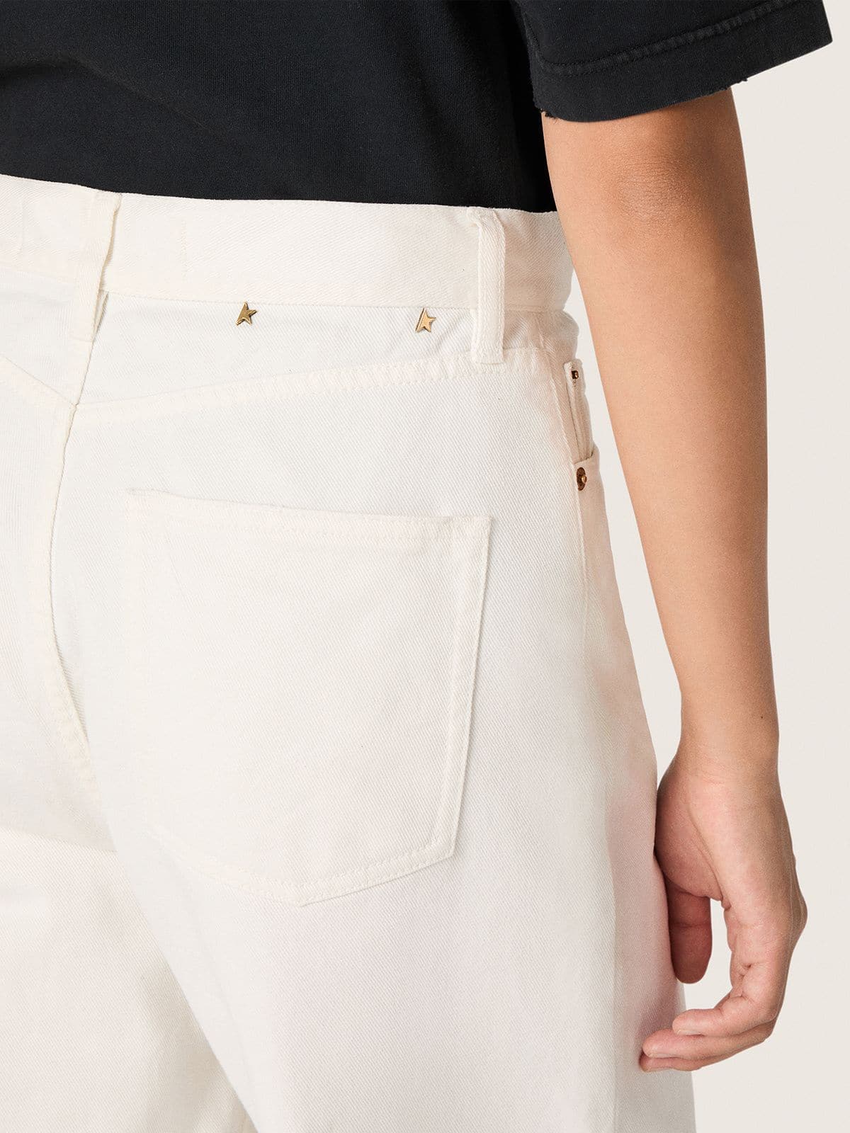 Golden women’s boyfriend jeans in optical white bull denim - Golden Goose Women