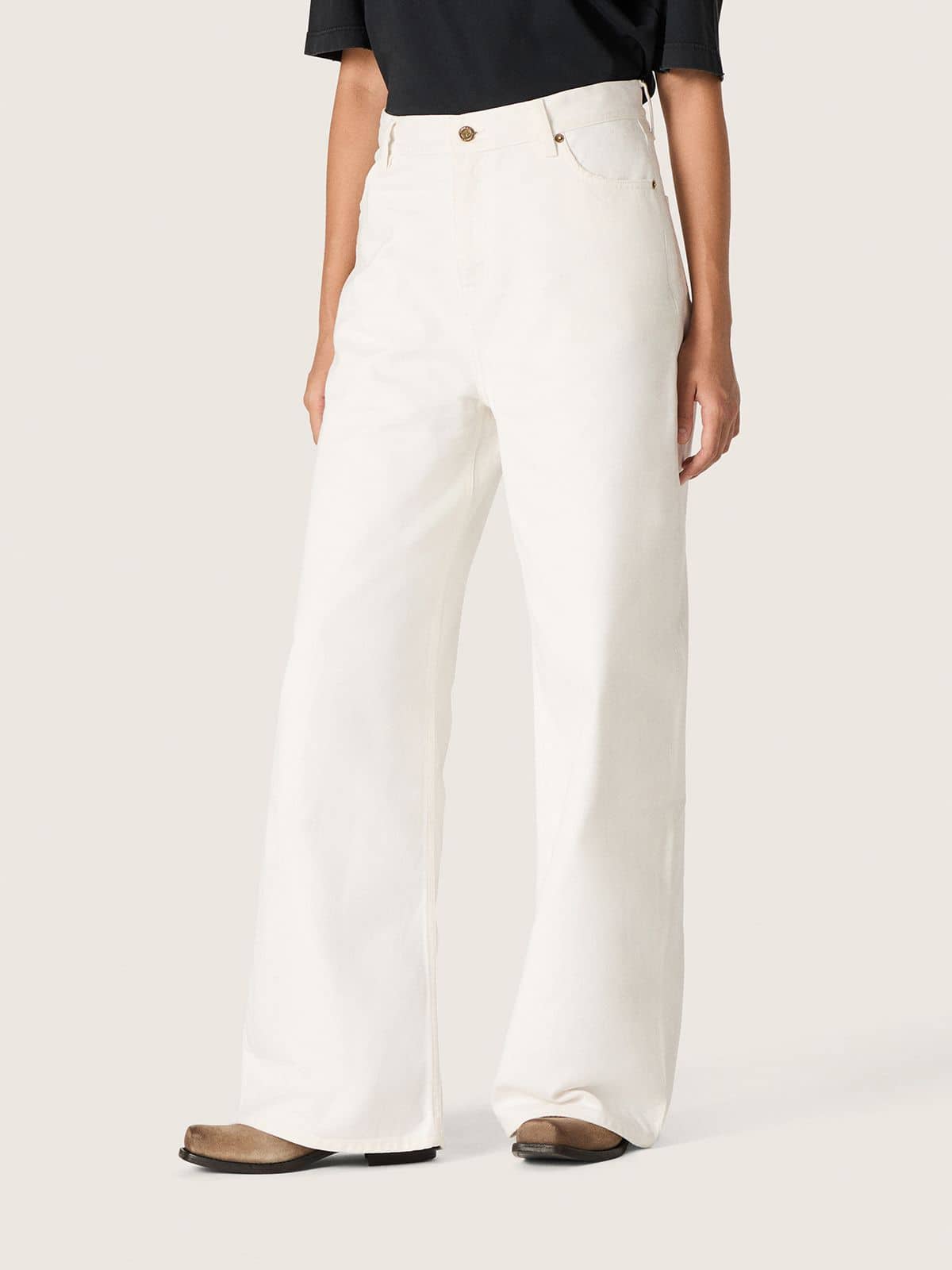 Golden women’s boyfriend jeans in optical white bull denim - Golden Goose Women