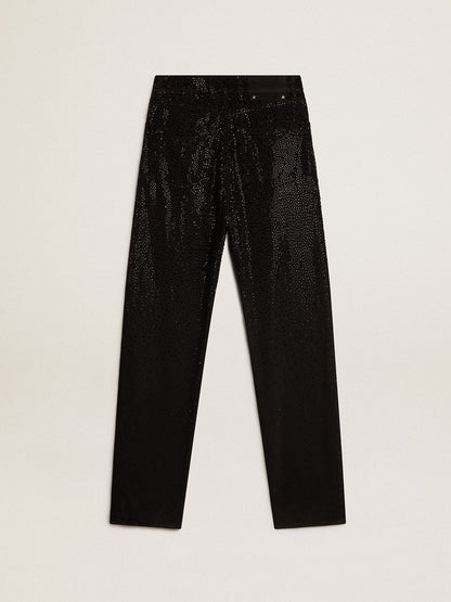 Women’s cotton denim pants with shaded-effect crystal decoration - Golden Goose Women