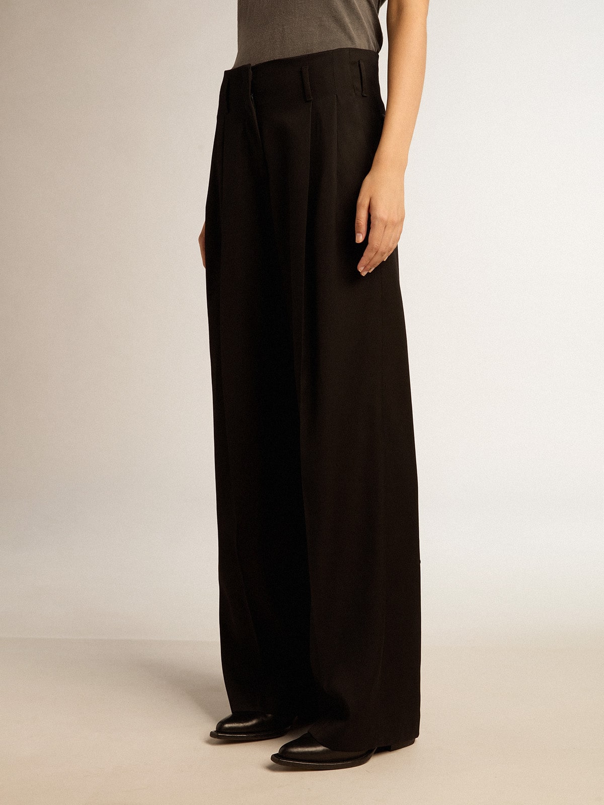 Women’s black wool gabardine pants - Golden Goose Women