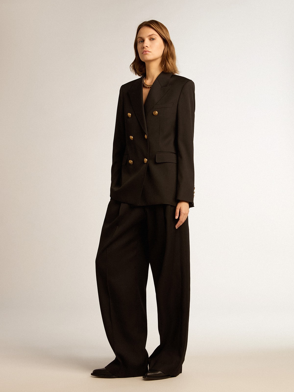 Women’s black wool gabardine pants - Golden Goose Women