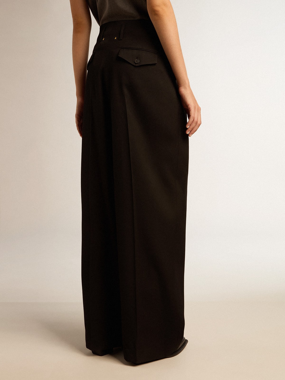 Women’s black wool gabardine pants - Golden Goose Women