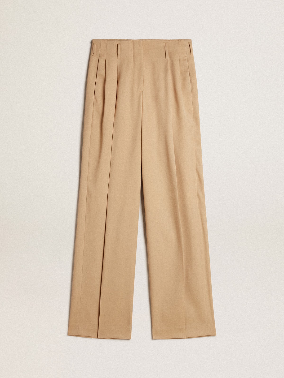 Women’s wool gabardine pants in sand - Golden Goose Women