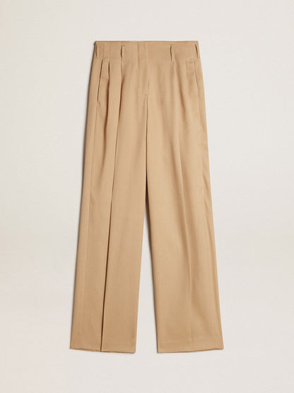 Women’s wool gabardine pants in sand - Golden Goose Women
