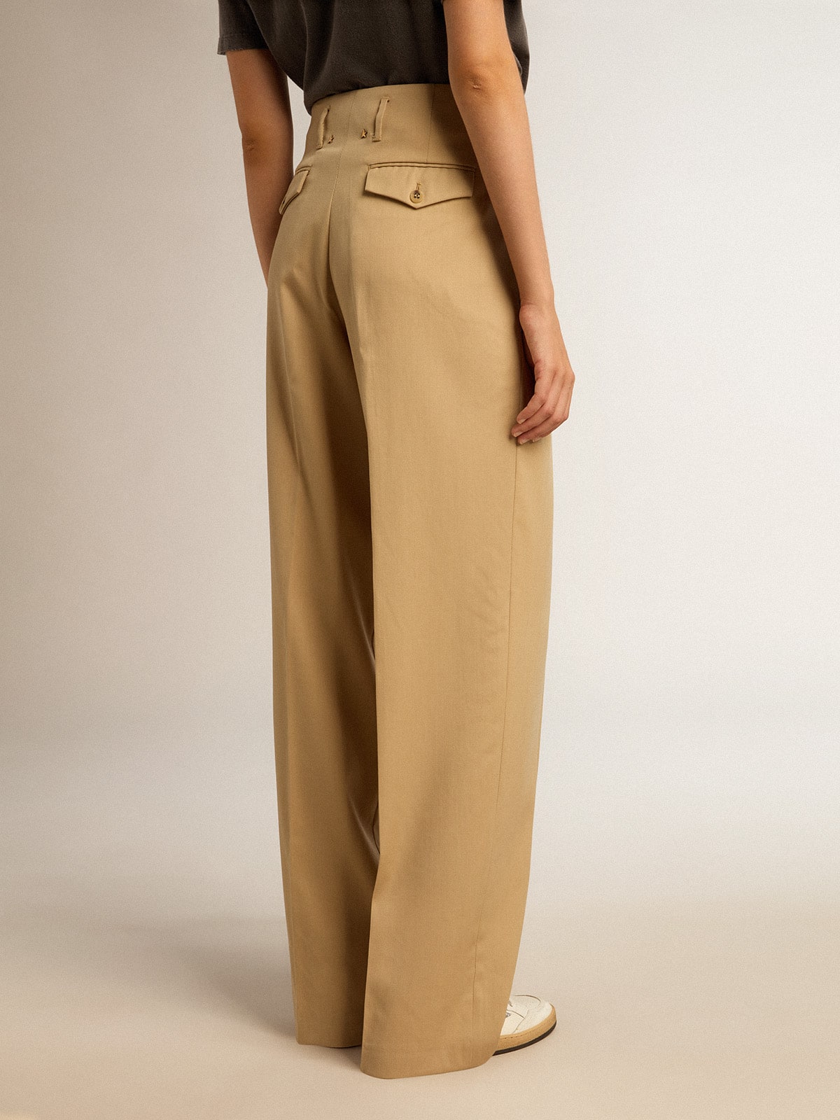 Women’s wool gabardine pants in sand - Golden Goose Women