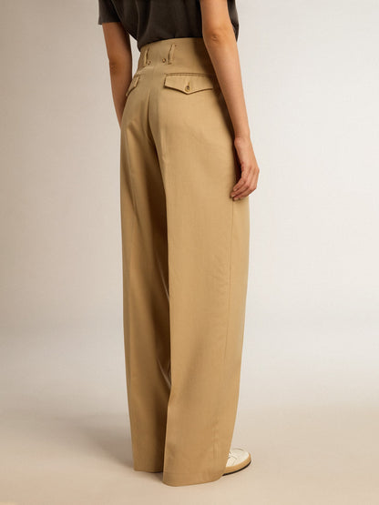 Women’s wool gabardine pants in sand - Golden Goose Women